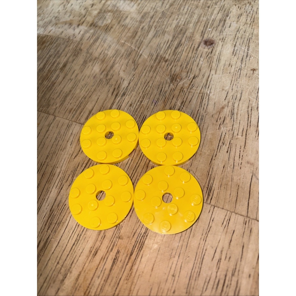 NEW LEGO 4x Plate 4x4 Round With Snap Yellow 60474 Building Toy Pieces